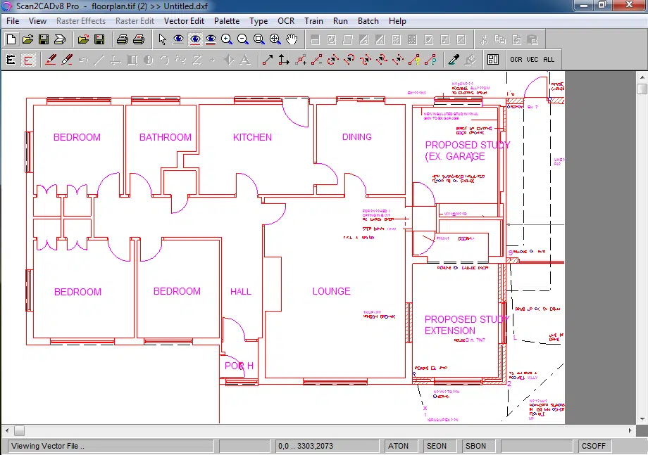 Architectural Drawing DXF File on Scan2CAD - After conversion from a scanned raster image