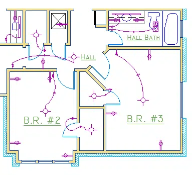 CAD Drawing DXF File - Engineer House Electrical Diagram