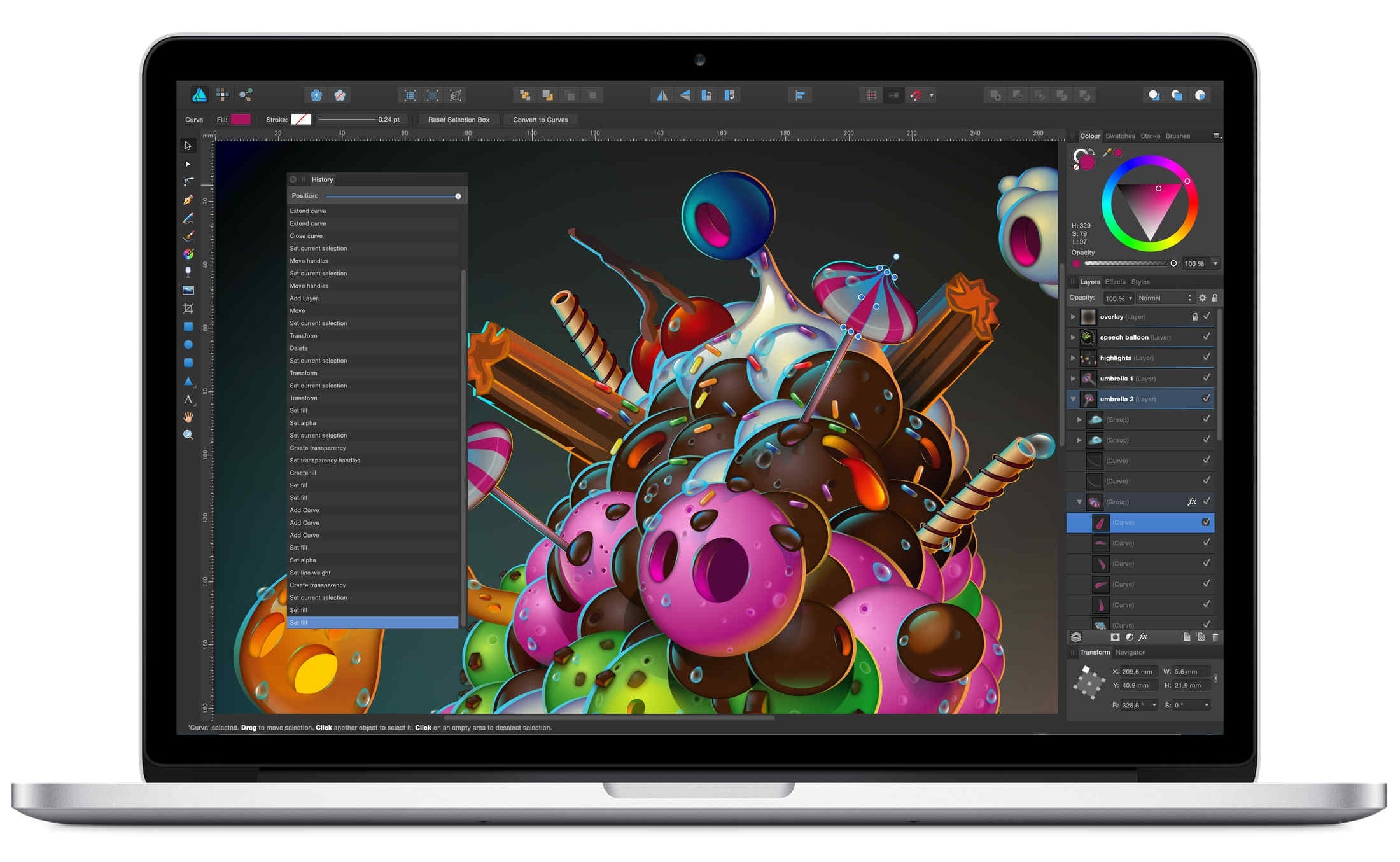Photo of a MacBook with Affinity Designer displayed on screen