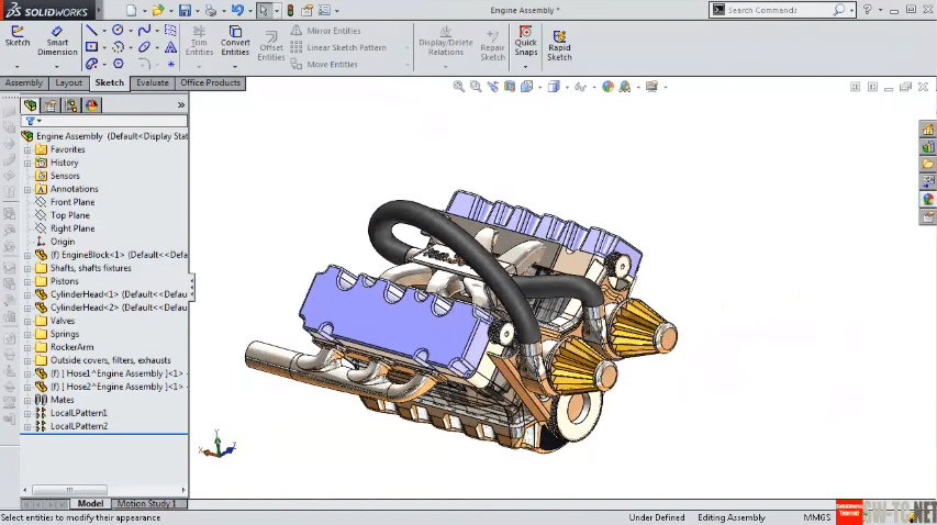 SolidWorks model of a car engine