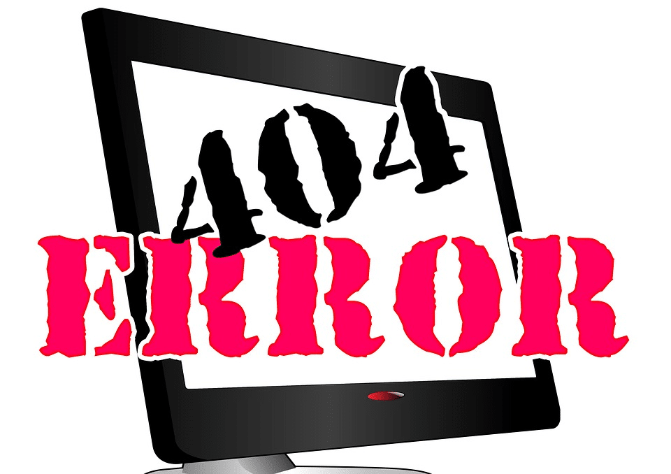 Clipart image of a computer with a 404 error