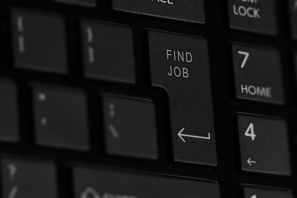 Clipart image of a keyboard with a find a job button
