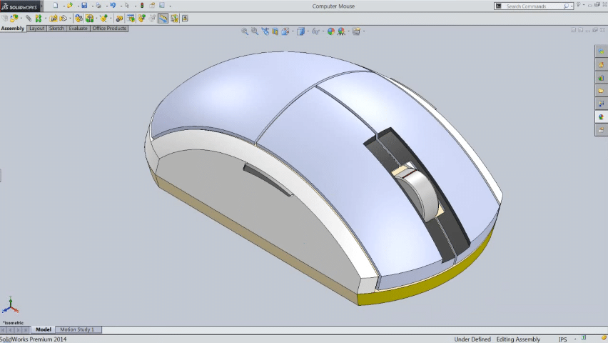 SolidWorks model of a computer mouse