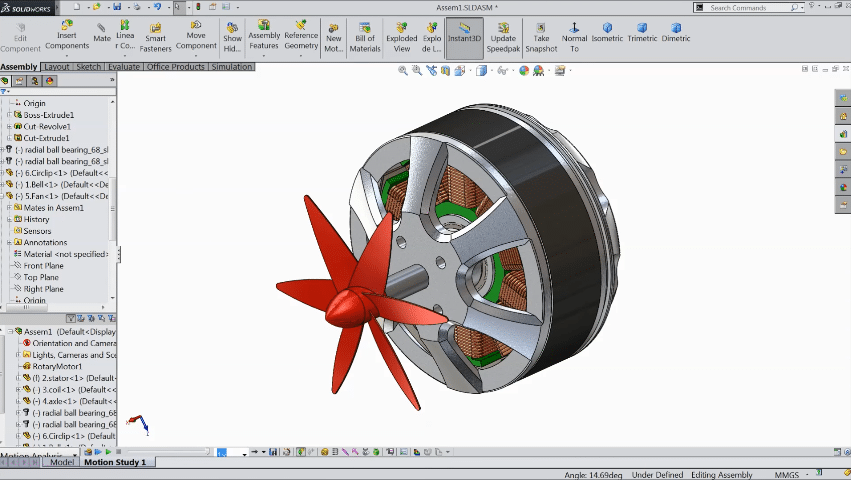 Solidworks model of a DC motor