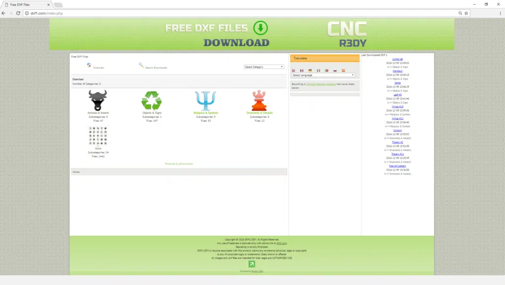 Screenshot of the DXF1.com