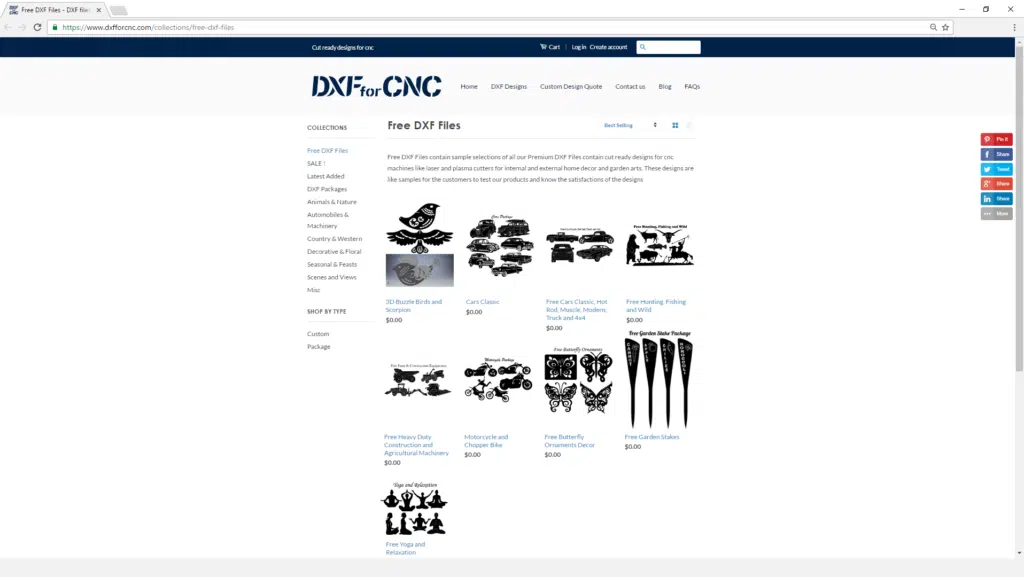 Screenshot of dxfforcnc.com