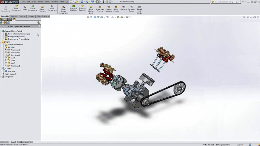 Solidworks model of a Harley Davidson motorcycle engine