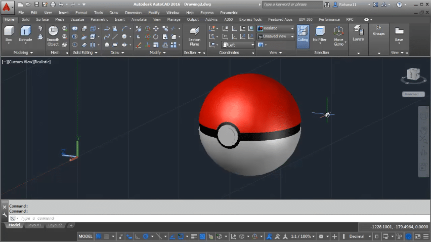 AutoCAD model of a Pokémon ball