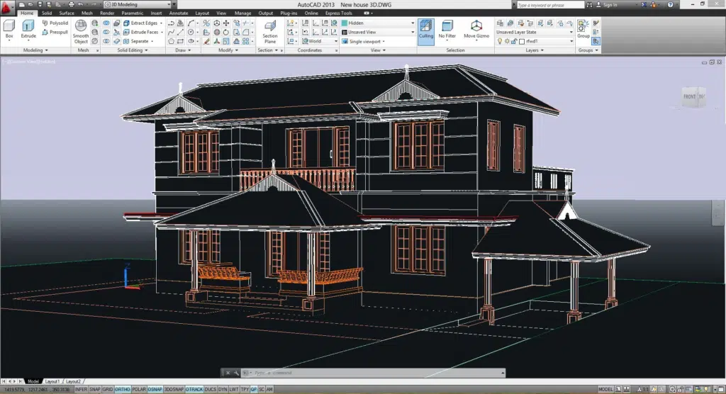 Screenshot of AutoCAD 2013 architectural drawing
