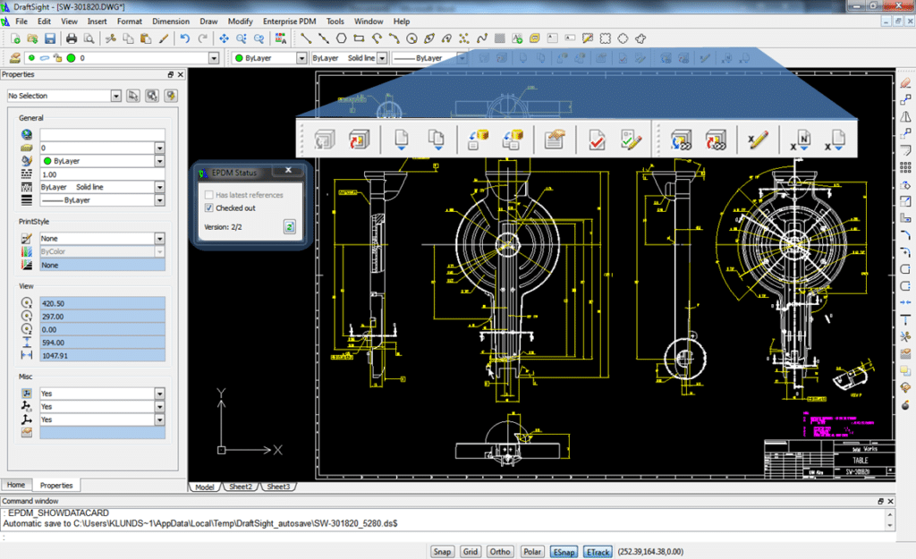 Screenshot of DraftSight