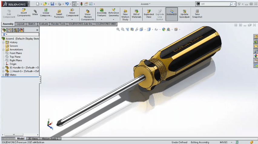 SolidWorks model of a screwdriver