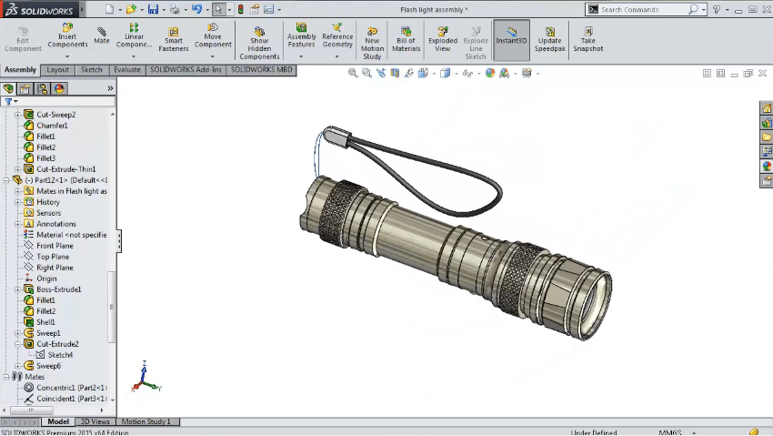 SolidWorks model of a torch
