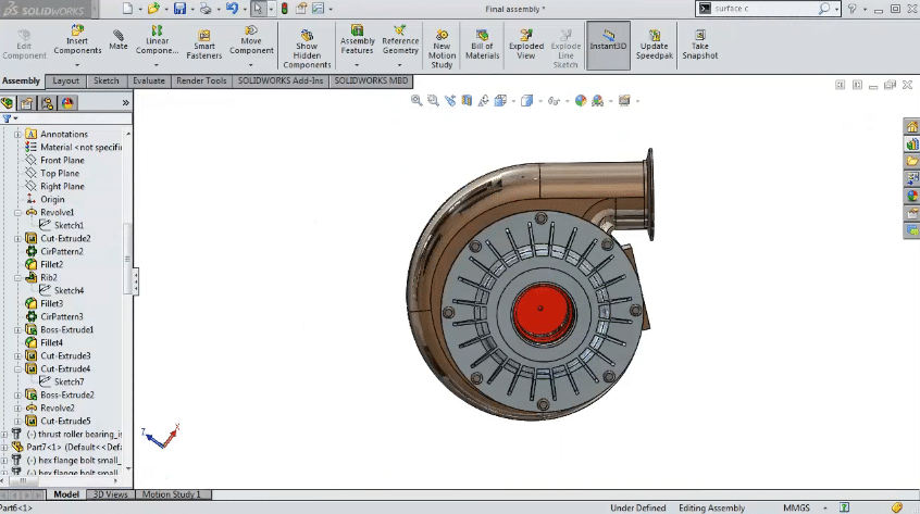 SolidWorks model of a turbo pump