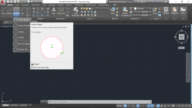 Drawing Circle on AutoCAD