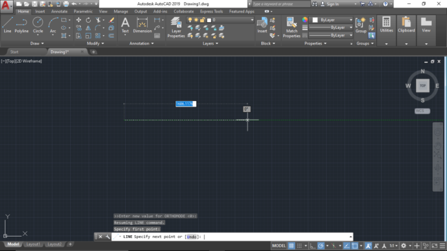 Drawing a Line on AutoCAD