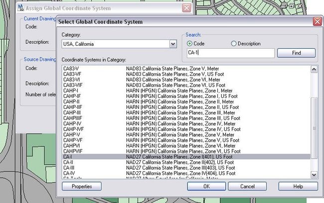 Geographic coordinates available in AutoCAD