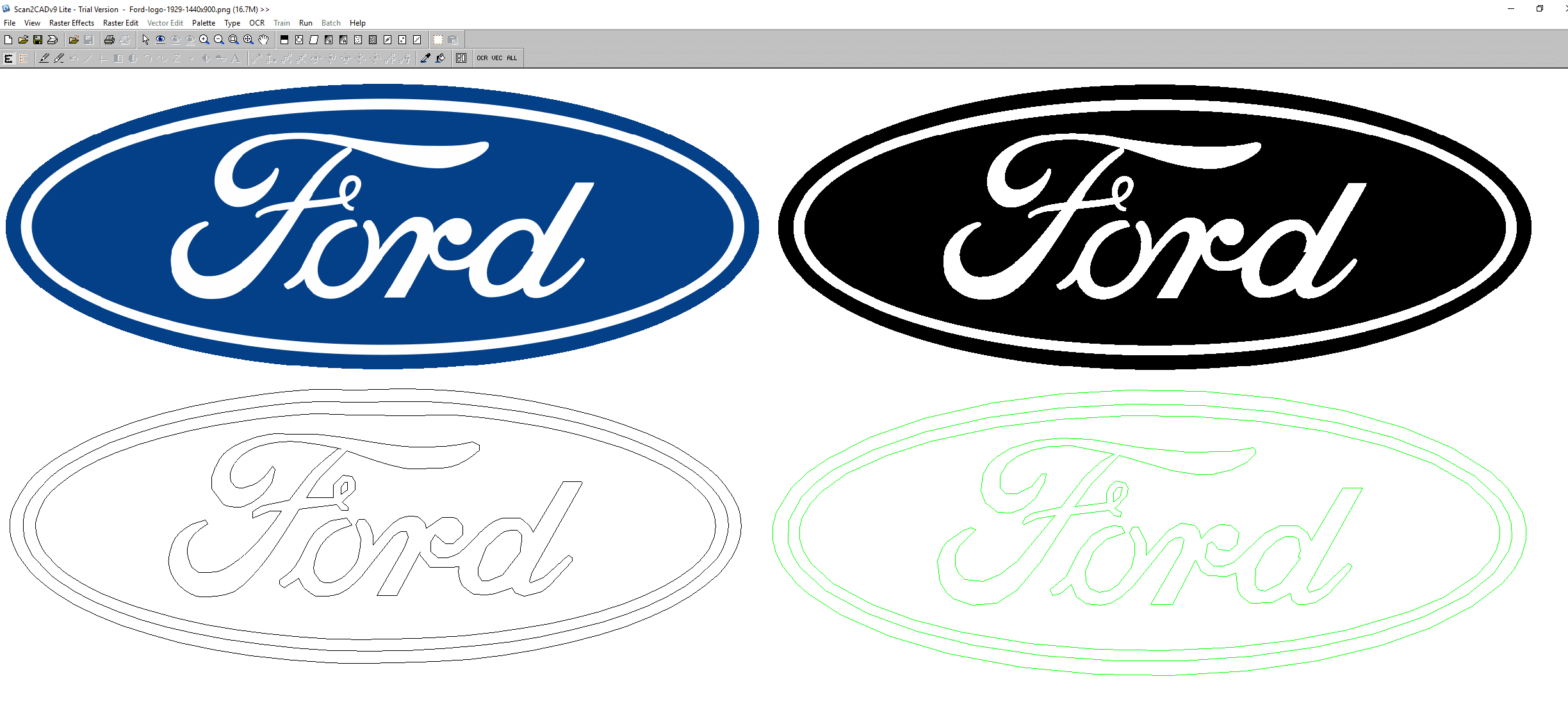 Vectorization process for the Ford logo