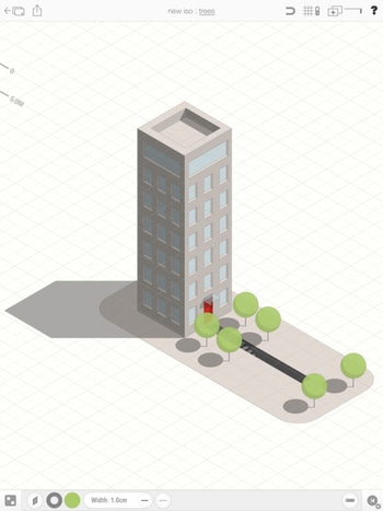 Screenshot of a building design on the archisketch app