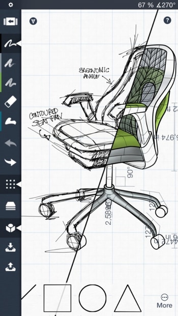 Screenshot of a chair design in the Concepts app