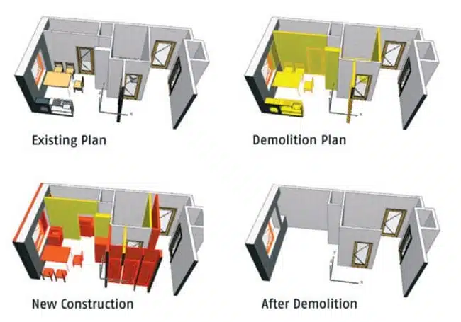 Stages of renovation and demolition in BIM