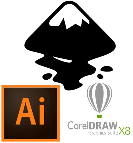 Logos for Inkscape, Illustrator and CorelDraw