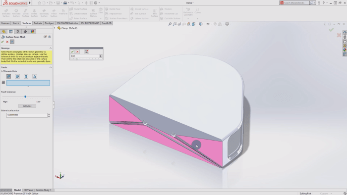 SolidWorks 2018 Surface from Mesh