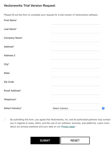 Vectorworks Trial Version Request Form