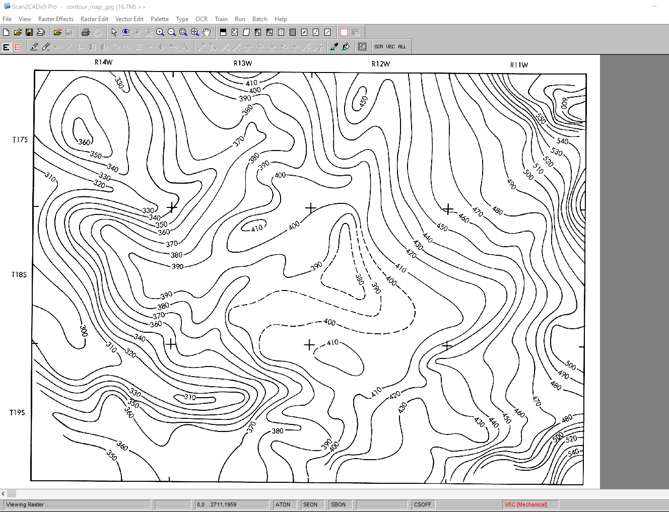 Animation demonstrating a contour map image converted to vector