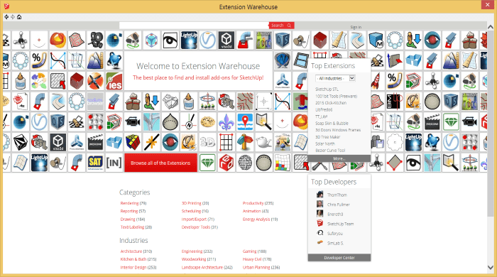 SketchUp's Extension Warehouse