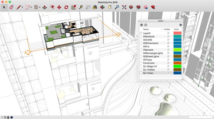 Screenshot of SketchUp Pro 2018