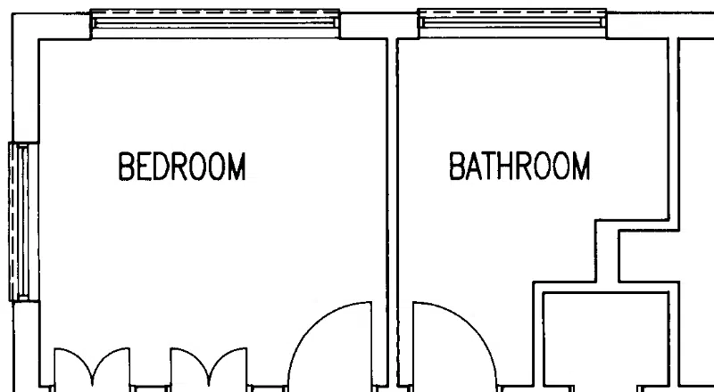 A floorplan saved in .TIFF format with the labels "Bedroom" and "Bathroom"