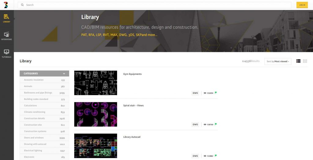 Screenshot of Bibliocad library
