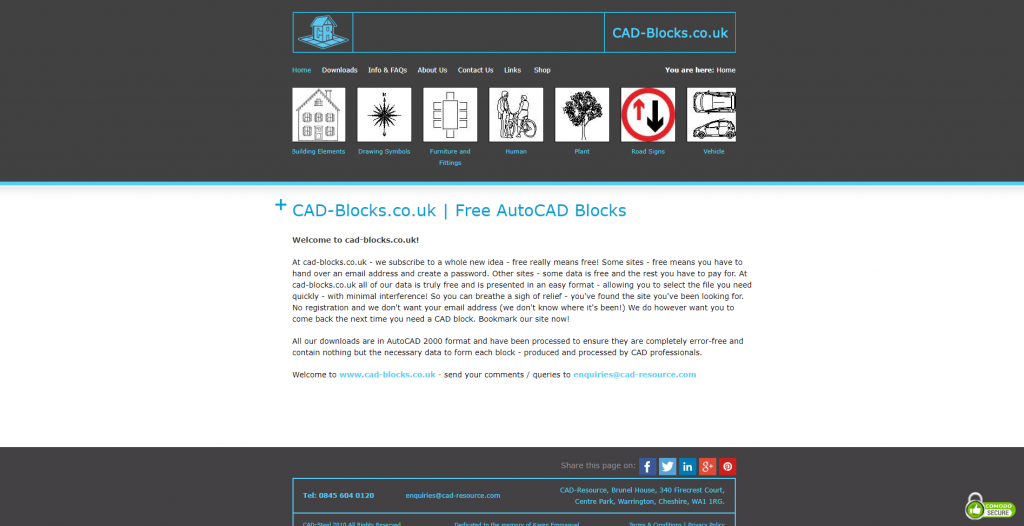 Screenshot of cadblocks homepage