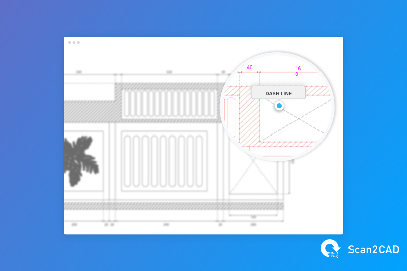 A raster image converted to vector CAD drawing using object recognition