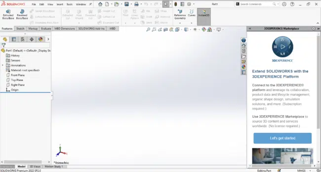 SolidWorks 2022 Interface