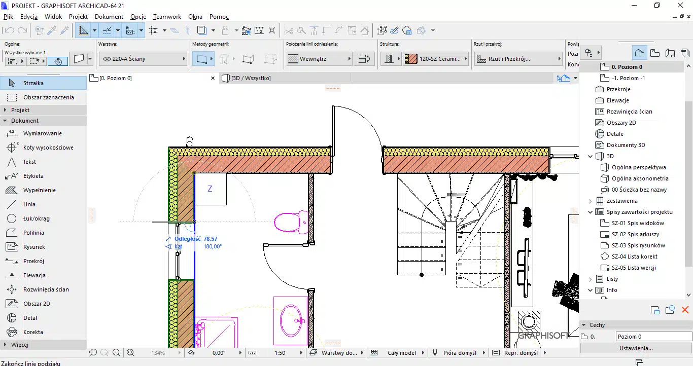 2D floor plan drawing in ArchiCAD