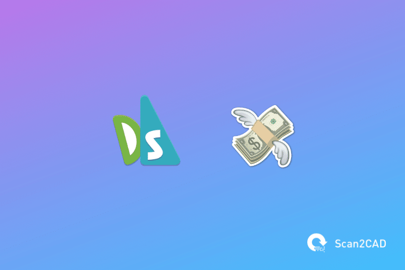 Draftsight icon with flying cash emoji