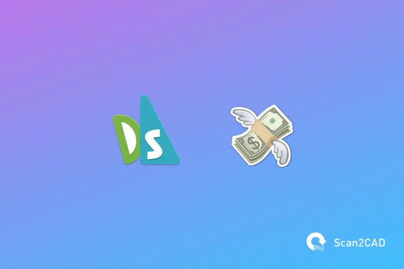 Draftsight icon with flying cash emoji