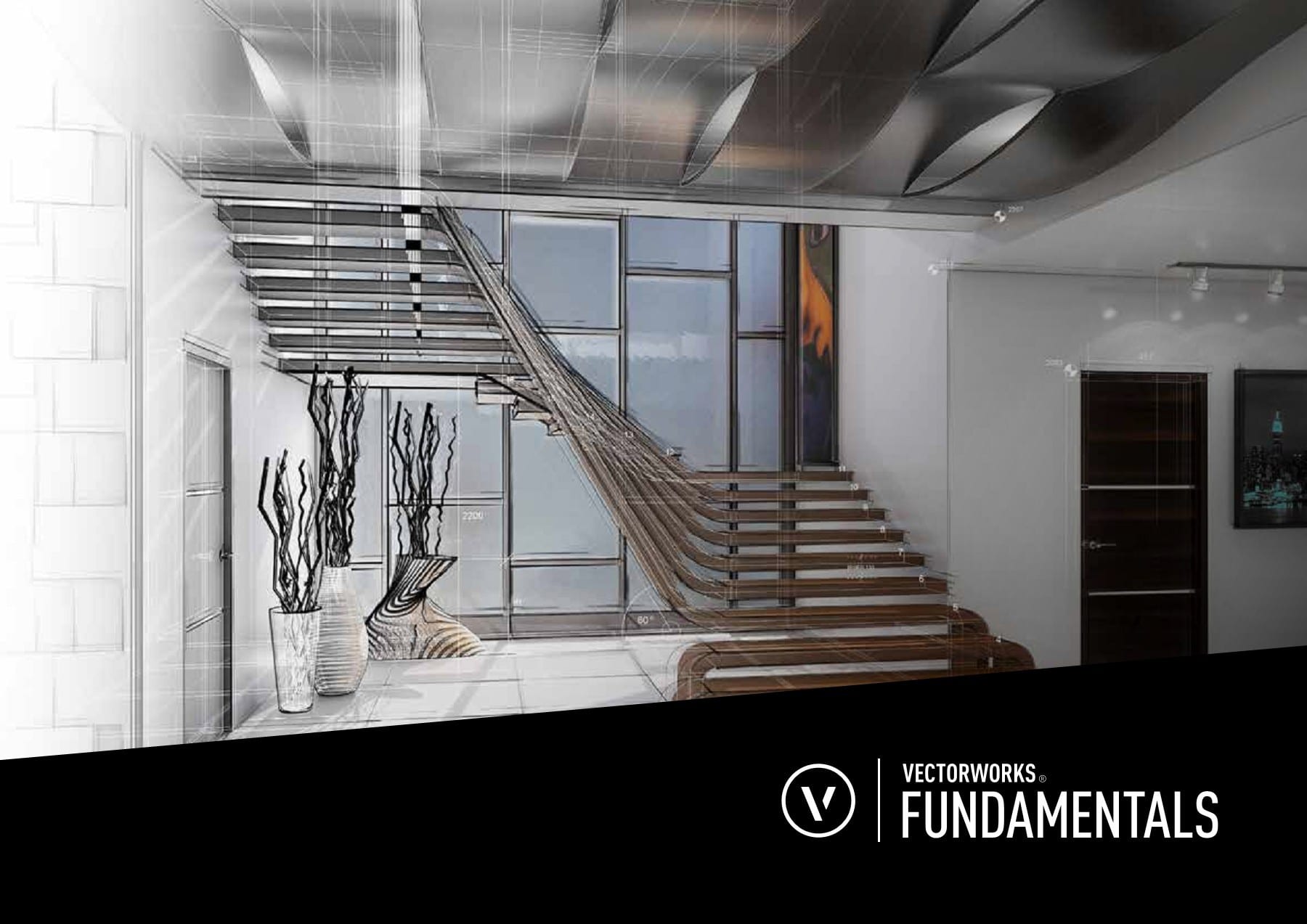 Rendering of modern staircase - Vectorworks fundalmentals