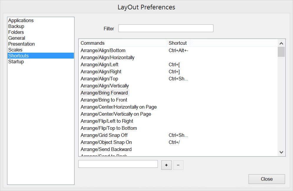 SketchUp custom keyboard shortcut dialog