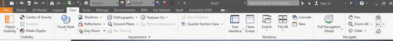 Autodesk Inventor View Tab