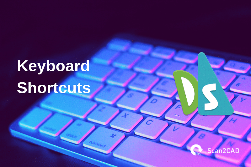 White keyboard in ambient lighting, DraftSight logo, Keyboard Shortcuts