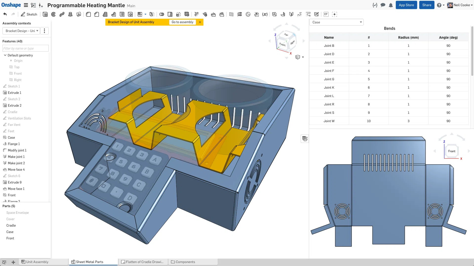 Onshape 3D modeling screenshot