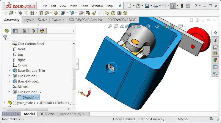 Solidworks 3D modeling screenshot