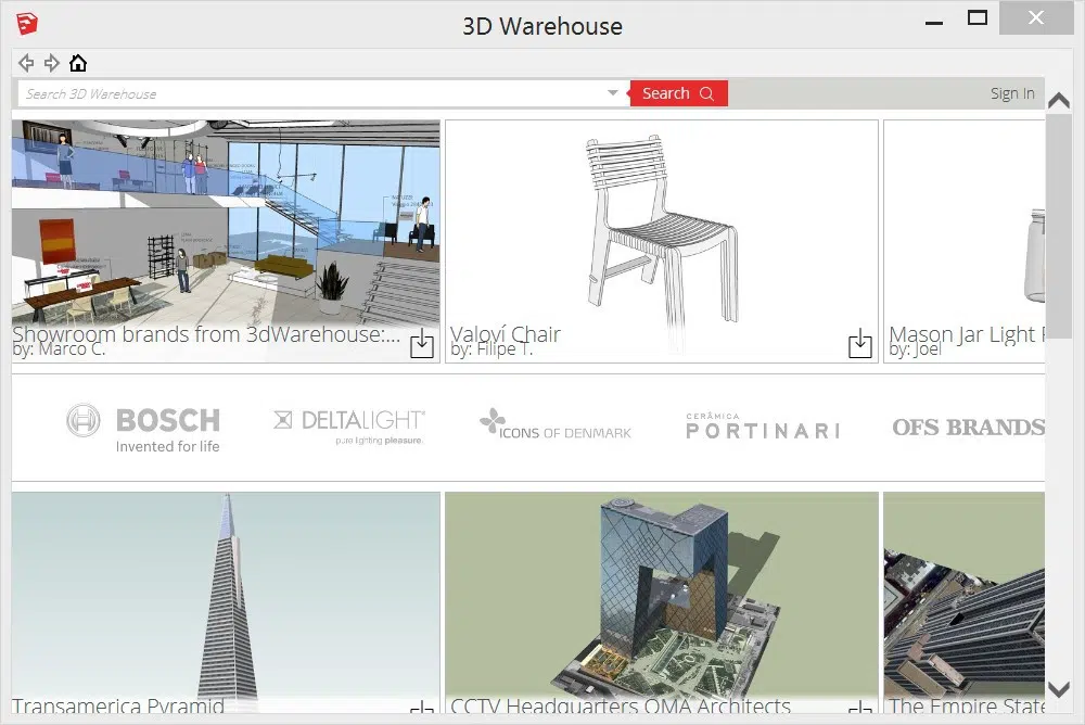 3D Warehouse website screenshot