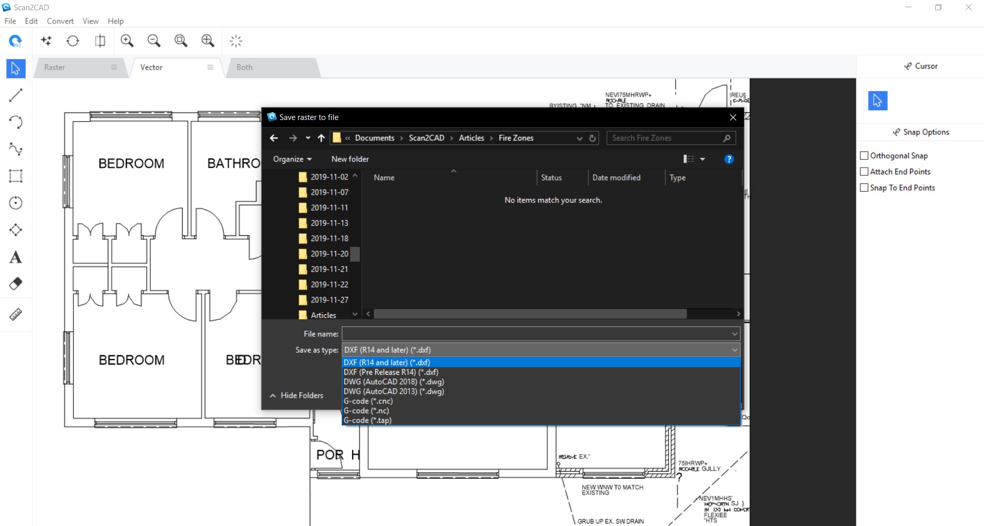 screenshot of vector file saving