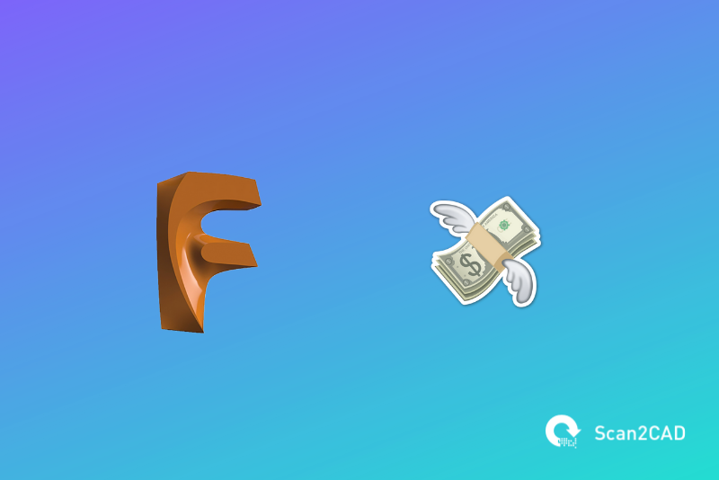 Fusion 360 logo, flying cash emoji