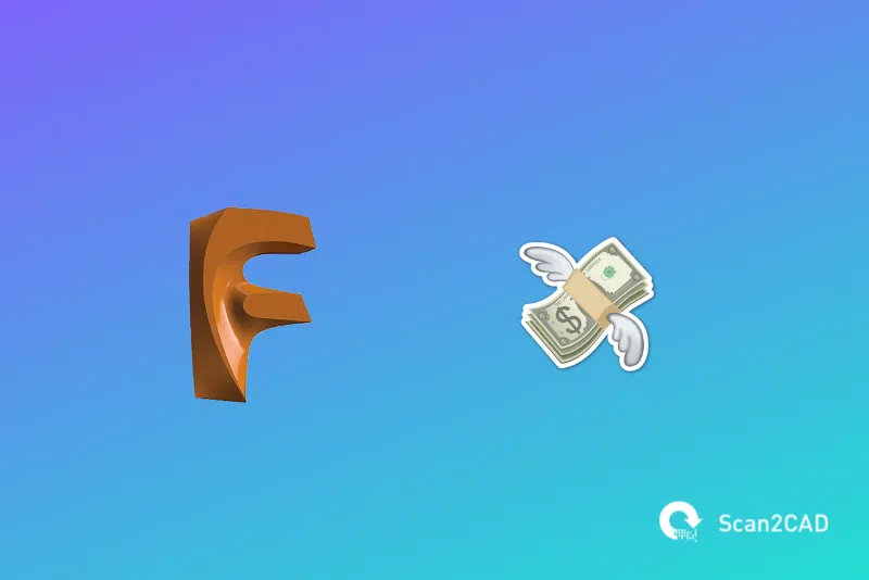 Fusion 360 logo, flying cash emoji