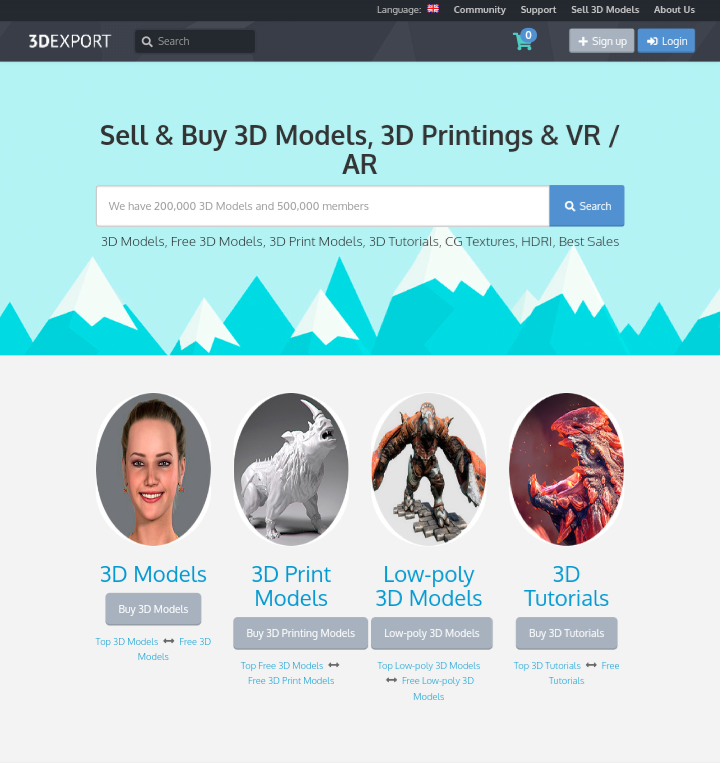 3D Export website screenshot