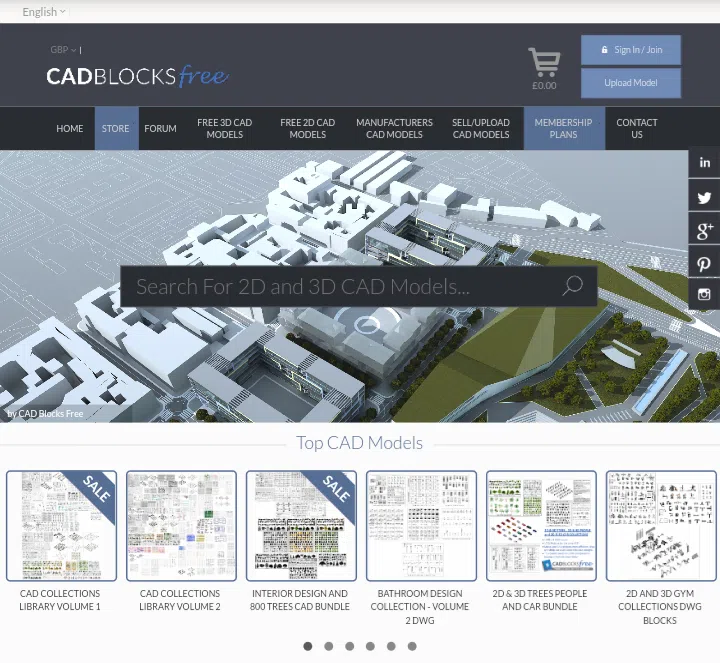 CAD Blocks Free Website screenshot